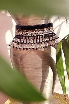 Black Glass Hand Embroidered Choker Necklace