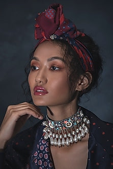 Multi Colored Glass Hand Embroidered Choker Necklace