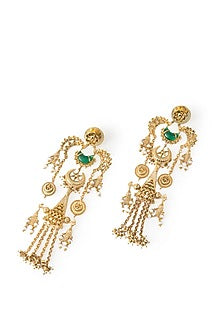 Antique Gold Plated Faux Pearl Dangler Earrings