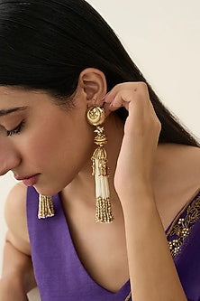 Gold Plated Faux Pearl Dangler Earrings