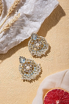 White Embroidered Earrings