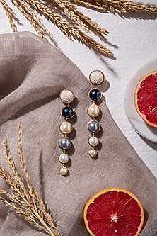 White Dangler Earring With Metal Work
