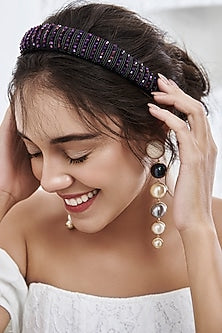 White Dangler Earring With Metal Work