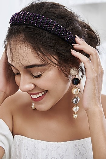 White Dangler Earring With Metal Work