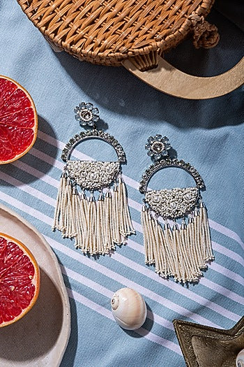 White Brass Dangler Earring
