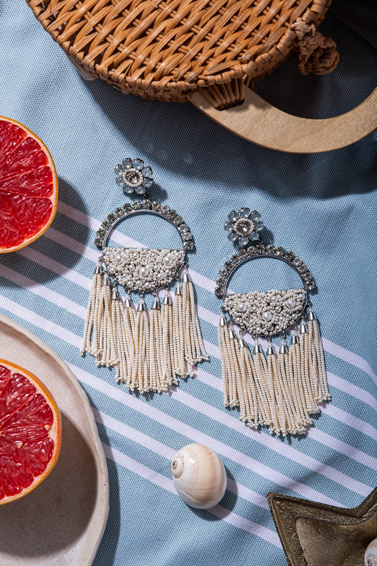 White Brass Dangler Earring