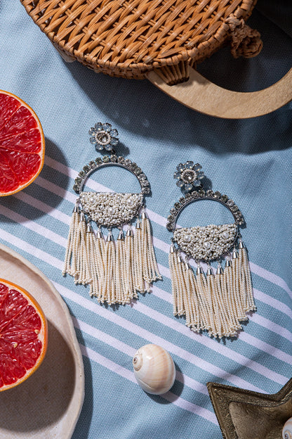 White Brass Dangler Earring