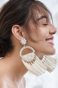 White Brass Dangler Earring