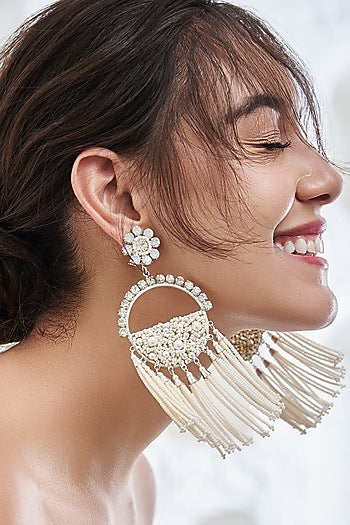 White Brass Dangler Earring