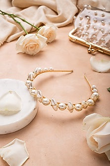 White Embroidered Hair Band