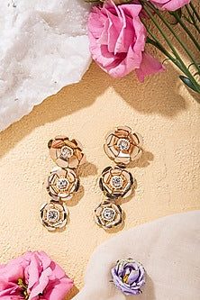 Gold Embroidered Dangler Earrings