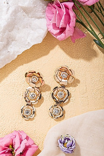 Gold Embroidered Dangler Earrings