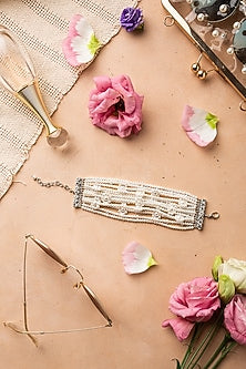 White Embroidered Bracelet