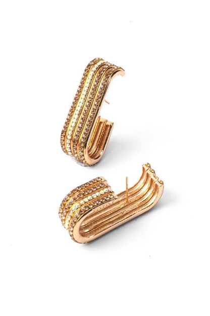 Gold Plated Chaton Stone Dangler Earrings