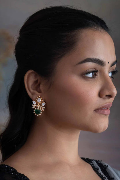 Gold Plated Cubic Zirconia Stud Earrings