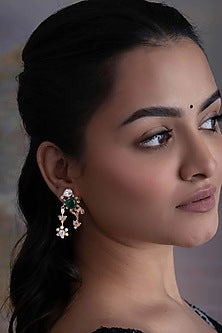 Gold Plated Cubic Zirconia Dangler Earrings