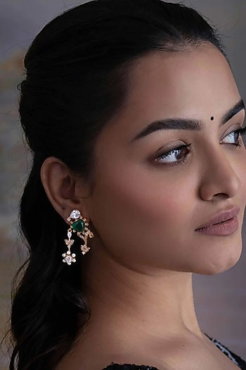 Gold Plated Cubic Zirconia Dangler Earrings