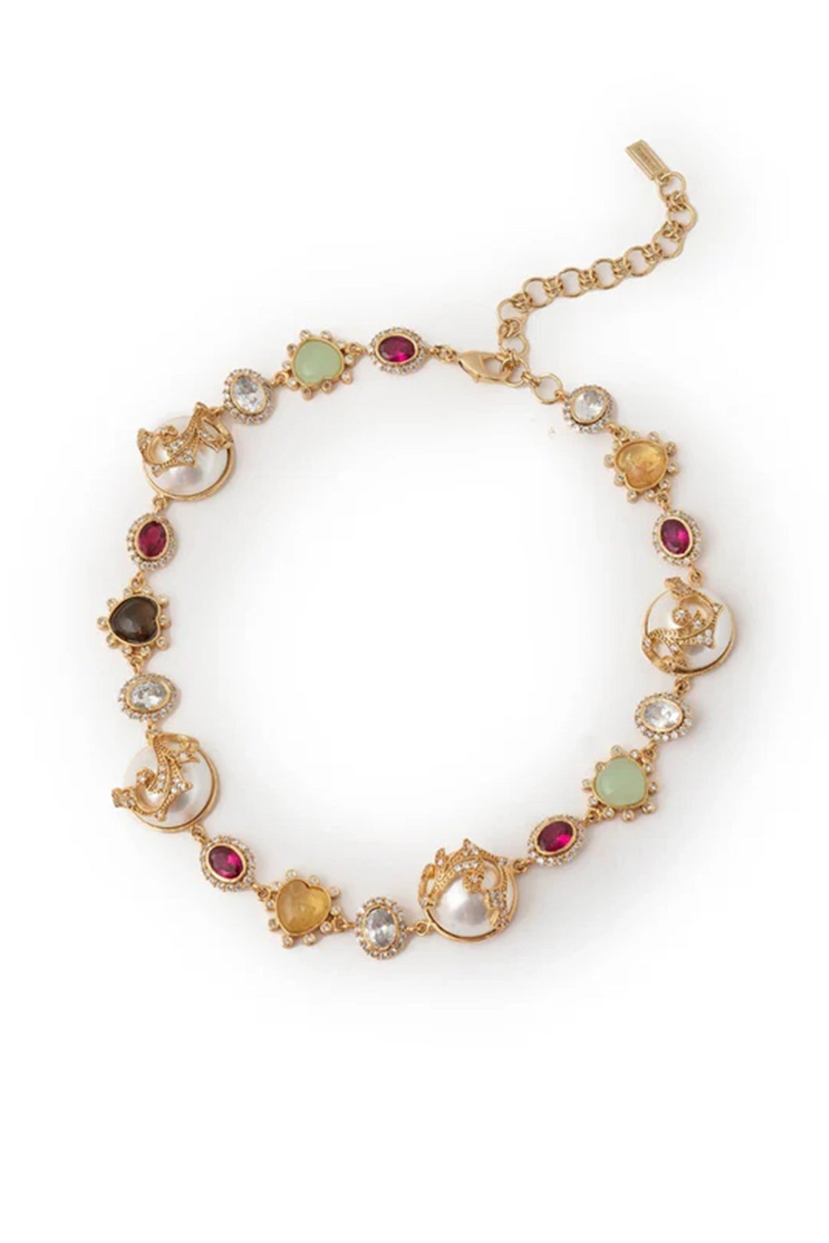 Gold Plated Cubic Zirconia & Faux Pearl Necklace