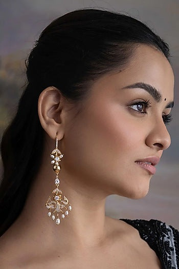 Gold Plated Cubic Zirconia Dangler Earrings