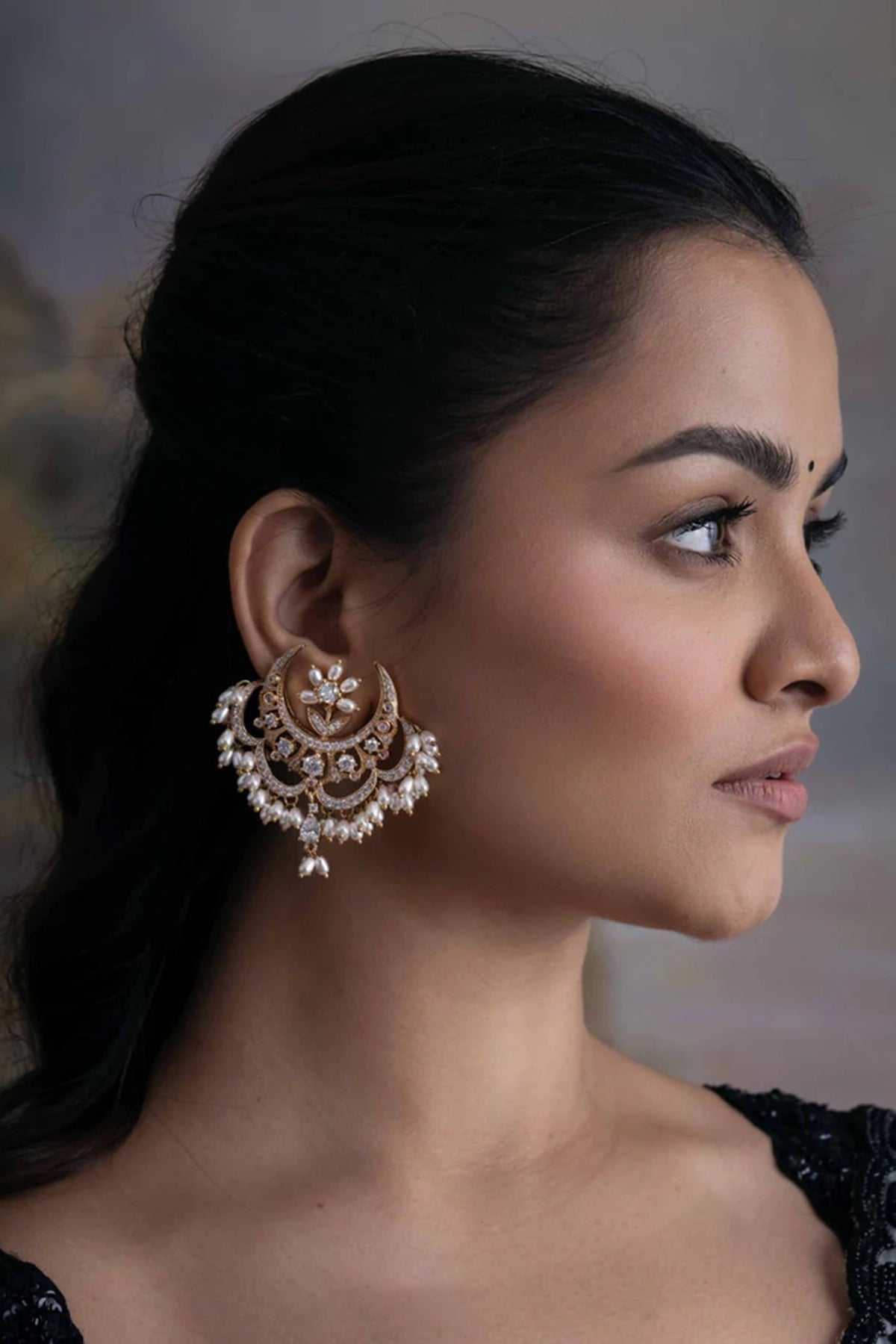 Gold Plated Cubic Zirconia Dangler Earrings