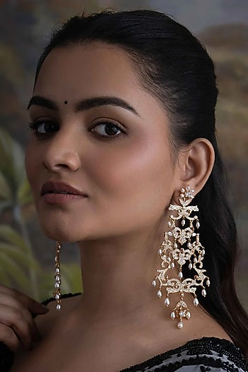 Gold Plated Cubic Zirconia Dangler Earrings