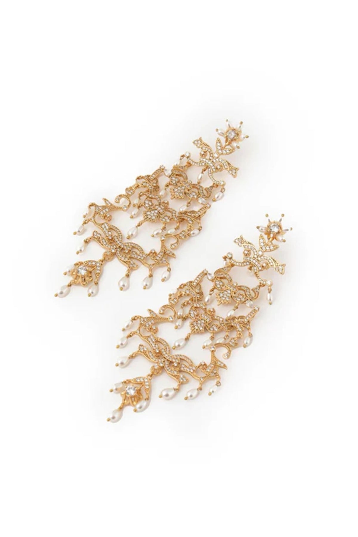 Gold Plated Cubic Zirconia Dangler Earrings