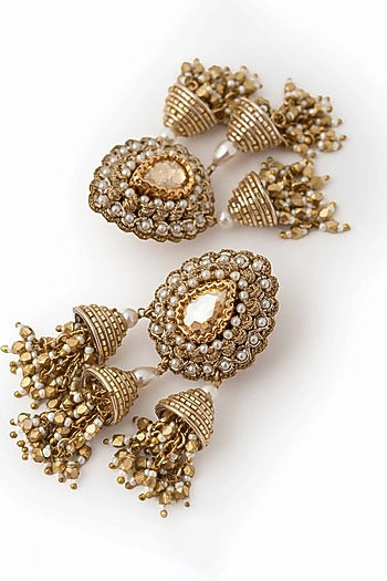 Gold Plated Cubic Zirconia Dangler Earrings