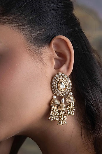 Gold Plated Cubic Zirconia Dangler Earrings