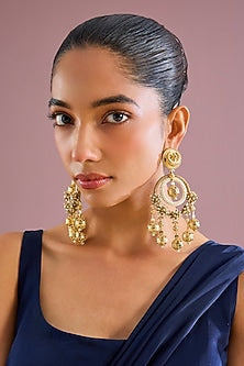 Gold Plated Faux Pearl Dangler Earrings