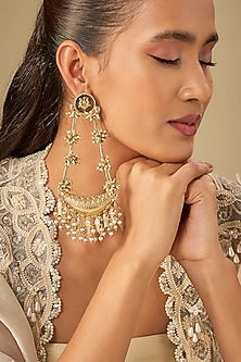 Gold Plated Faux Pearl Dangler Earrings