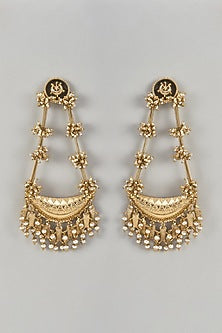 Gold Plated Faux Pearl Dangler Earrings