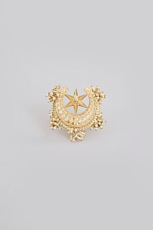 Antique Gold Plated Faux Pearl & Motif Ring