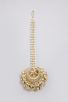 Antique Gold Plated Faux Pearl Maangtikka
