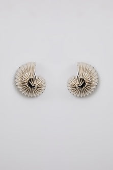 Antique Gold Plated Faux Pearl & Shell Stud Earrings