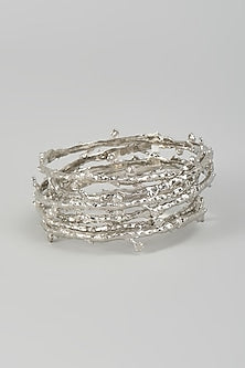 Silver Chrome Finish Bangles (Set Of 6)