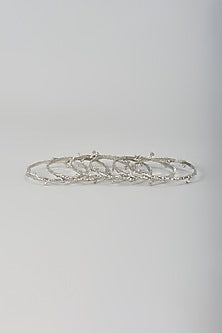 Silver Chrome Finish Bangles (Set Of 6)