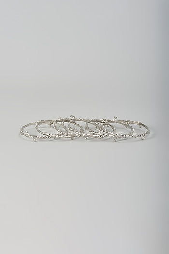 Silver Chrome Finish Bangles (Set Of 6)