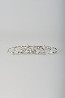 Silver Chrome Finish Bangles (Set Of 6)