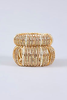 Gold Plated Chaton Stone Bracelets (Set Of 2)