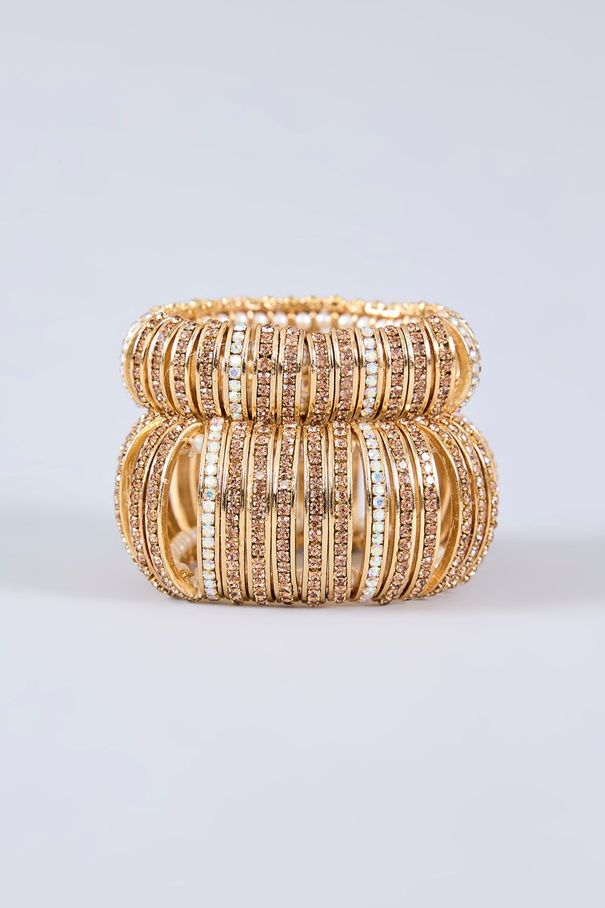 Gold Plated Chaton Stone Bracelets (Set Of 2)