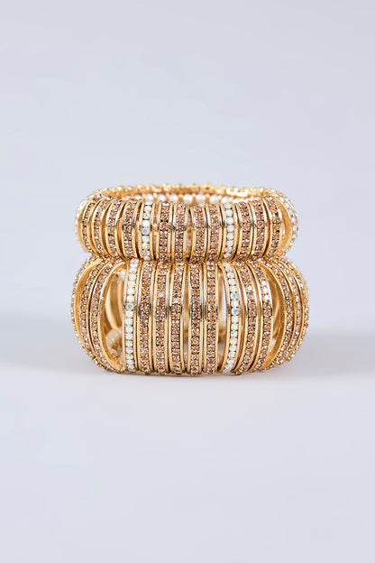 Gold Plated Chaton Stone Bracelets (Set Of 2)