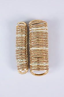Gold Plated Chaton Stone Bracelets (Set Of 2)