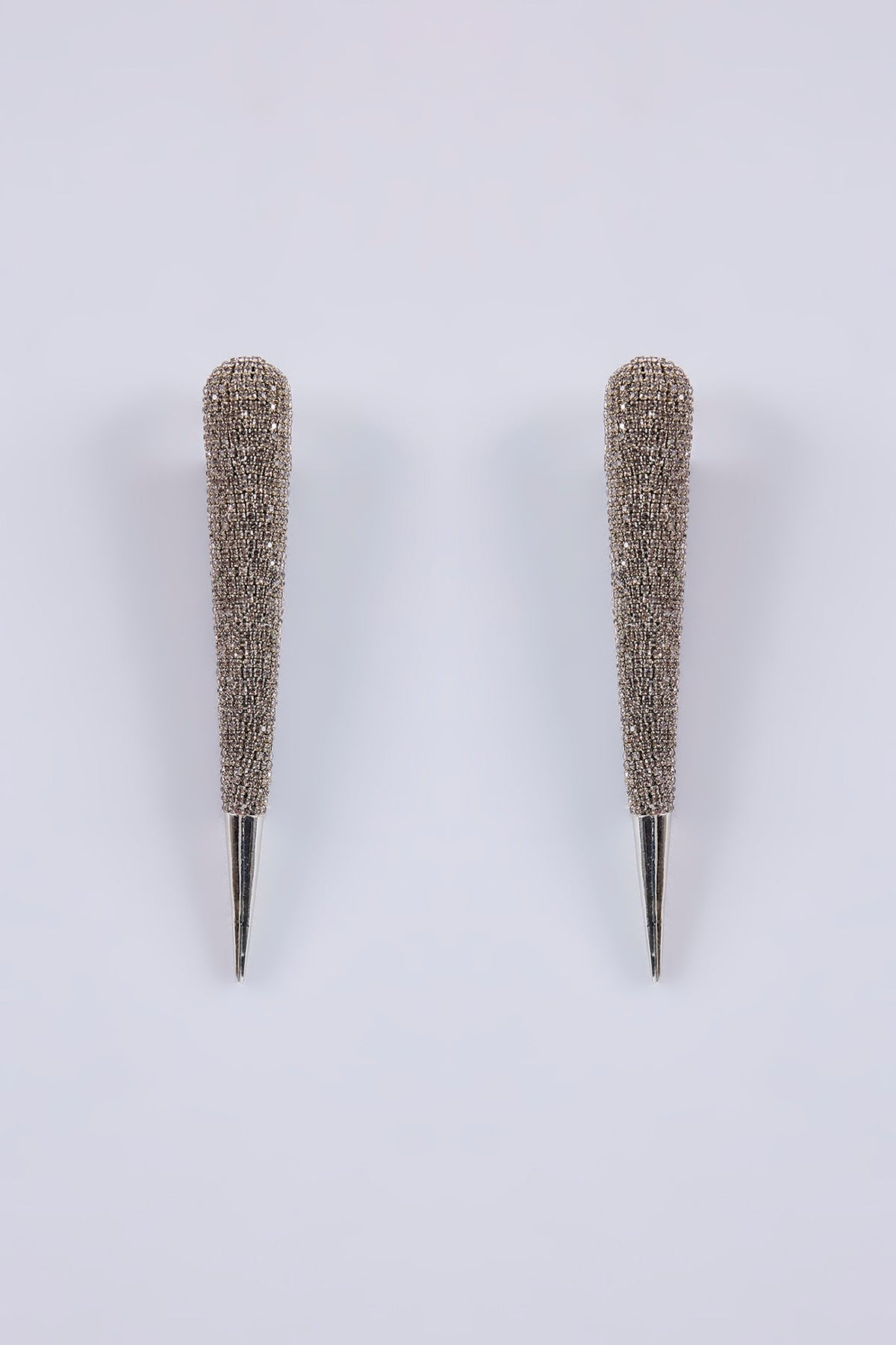 Silver Plated Grey Diamond Needle Earrings