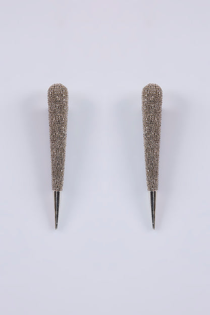 Silver Plated Grey Diamond Needle Earrings