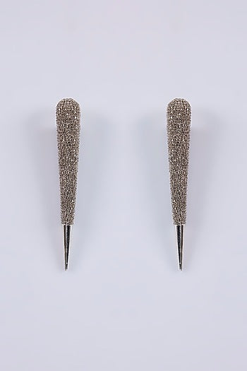 Silver Plated Grey Diamond Needle Earrings