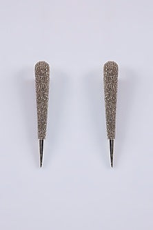 Silver Plated Grey Diamond Needle Earrings