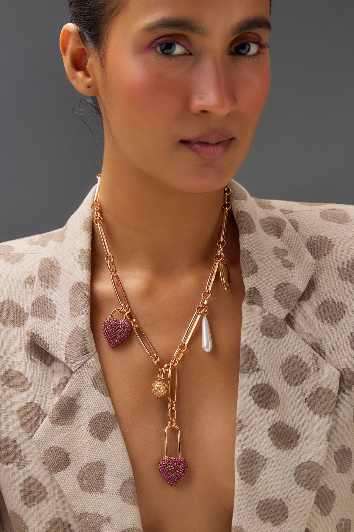Gold Plated Faux Pearl & Cubic Zirconia Handcrafted Necklace