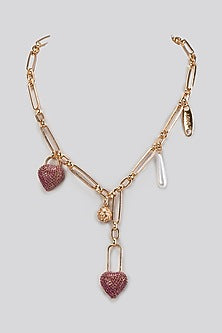 Gold Plated Faux Pearl & Cubic Zirconia Handcrafted Necklace