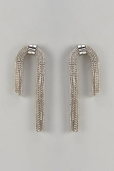 Silver Plated Crystal Embellished Dangler Earrings