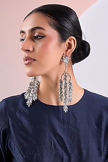 Silver Plated Chaton Stone & Cubic Zirconia Dangler Earrings